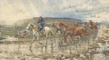 Cheval œuvres - Mauvais temps dans le Campagna romain Enrico Coleman cheval